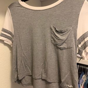 XS White & Grey Hollister Striped Tee